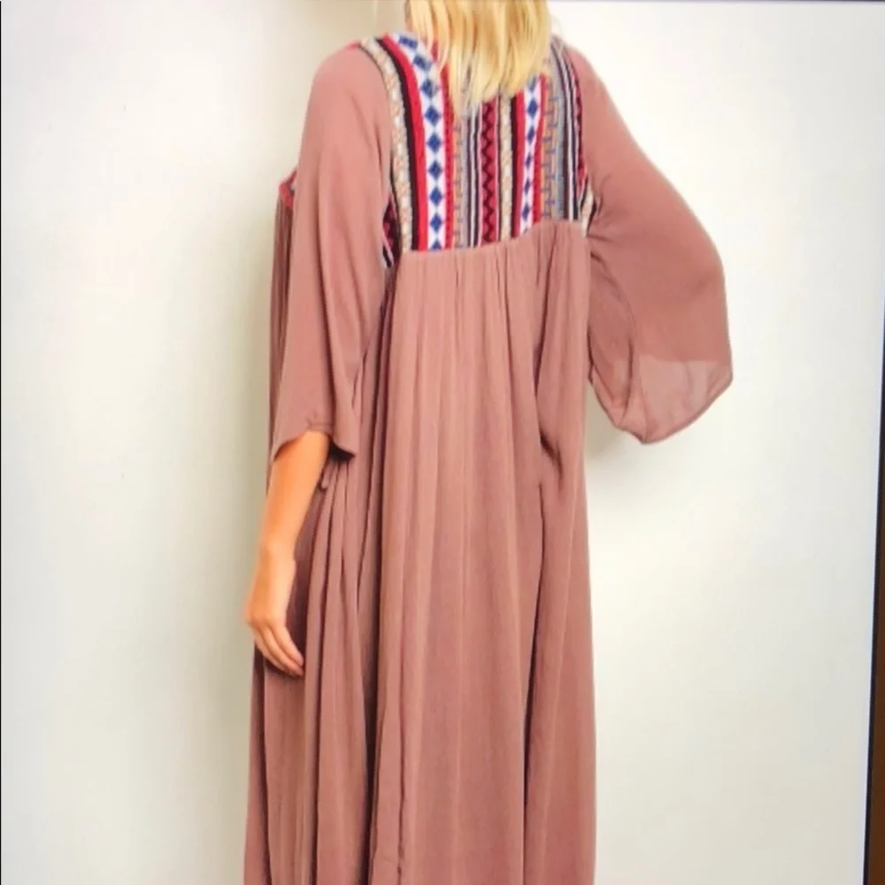TASSELS N LACE Mauve boho Kimono - Picture 3 of 6